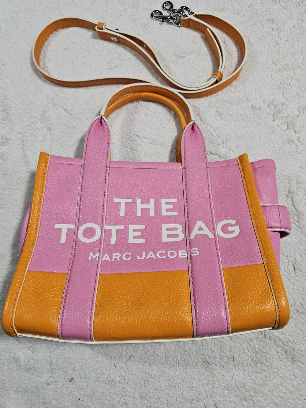 Marc Jacobs Pink & Orange The Tote Bag – Leather Shoulder Tote